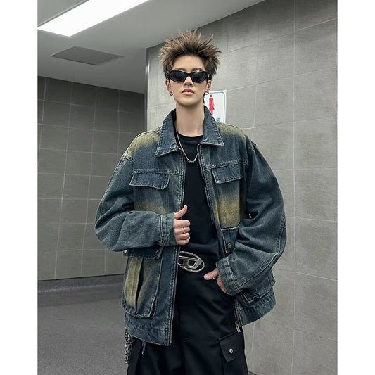 Premium Multi Pocket Denim Jacket for Men - Spring Collection