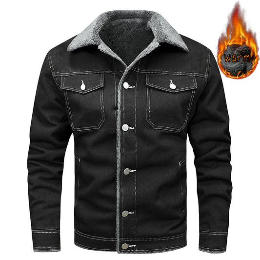 Men's Fleece Lined Denim Jacket - Trendy Casual Workwear
