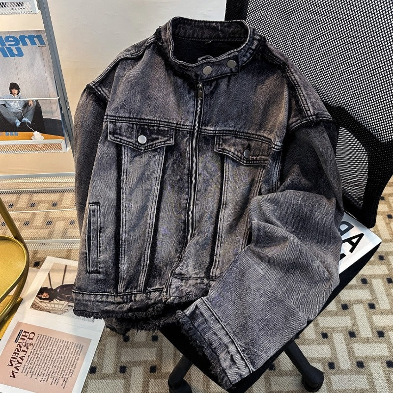 Retro Washed High Street Denim Jacket for Men