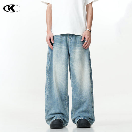 Water-Washed Flared Casual Slim Wide-Leg Jeans for Men and Women