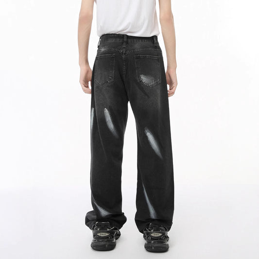 Graffiti Denim Pants for Men - Unique Loose Straight Leg Casual Trousers