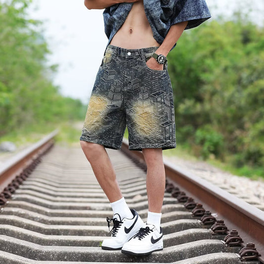 Vintage American Jacquard Five Quarter Summer Thin Shorts