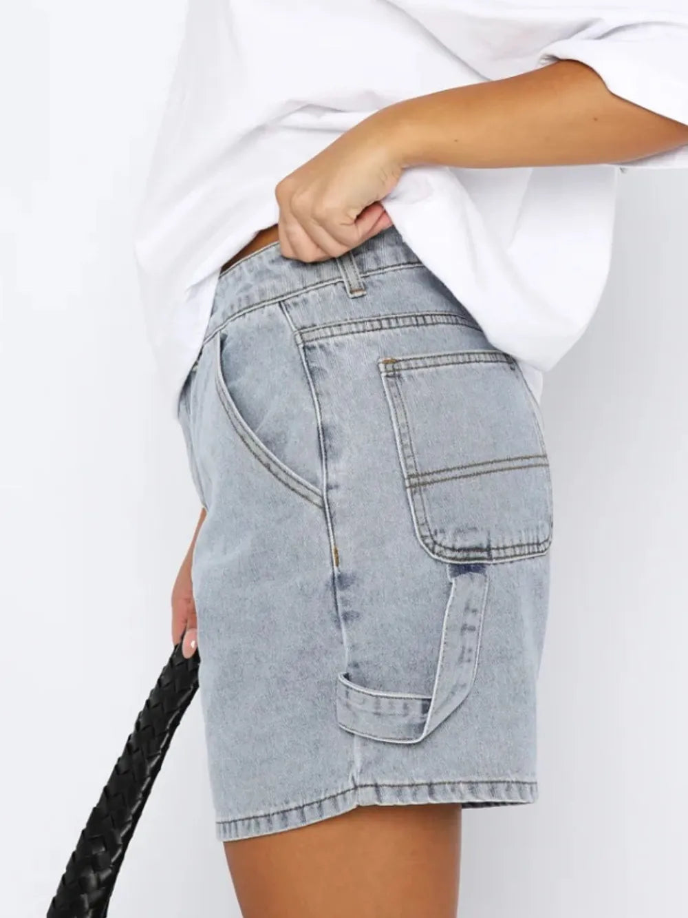 Washed High Rise Denim Shorts for Modern Streetwear