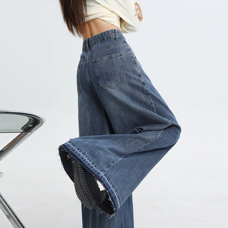 Women's Retro Wide Leg Jeans - Loose Floor-Length Trousers