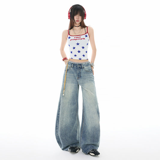 Trendy Women's Washed Tapered Denim Pants – Casual & Versatile