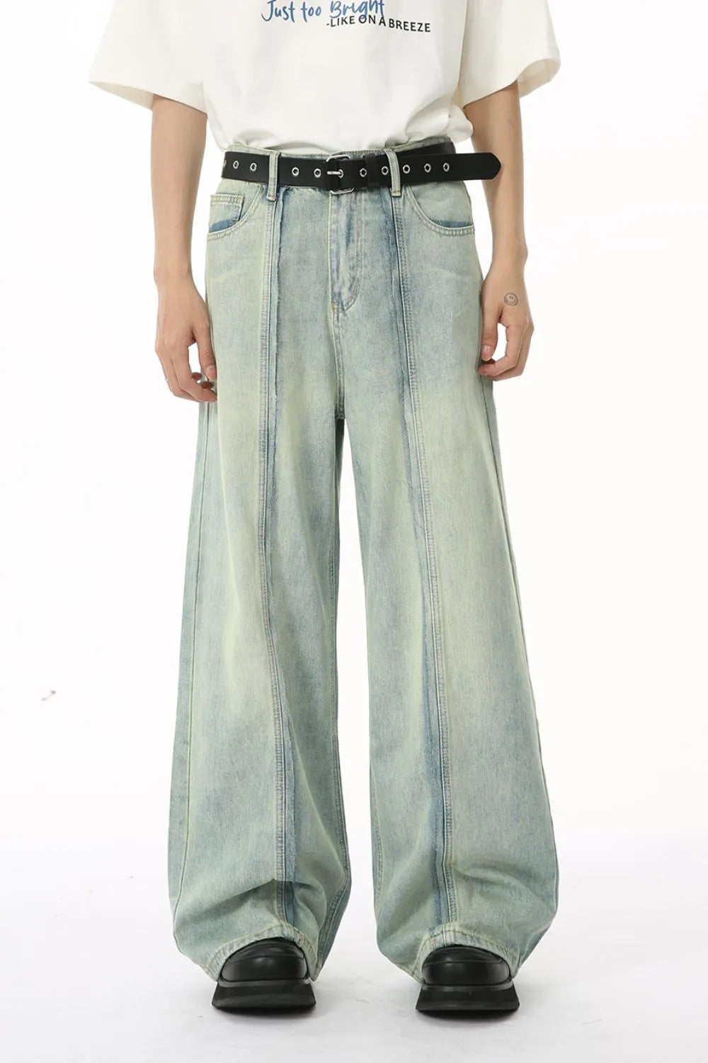 Premium Wide Leg Jeans with Pockets - Japanese Denim