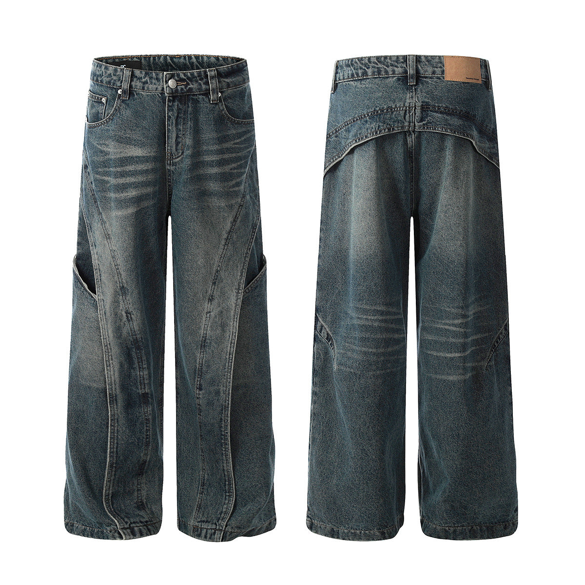 Washed Denim Loose Wide Leg Pants - Premium Japanese Quality