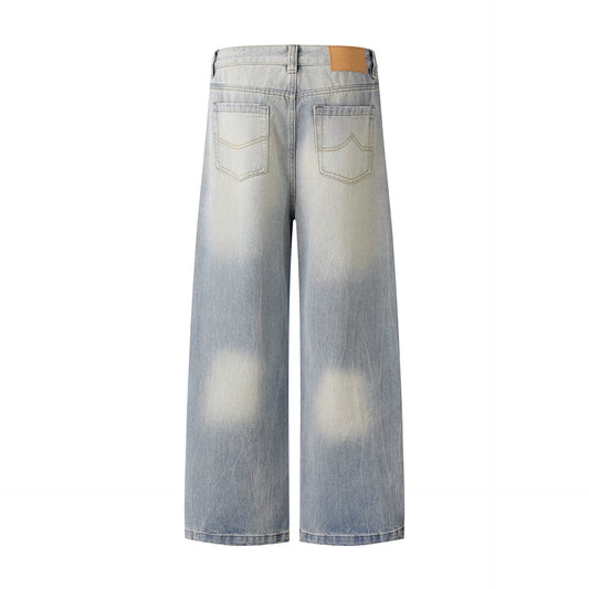 Retro Washed Faded Straight Jeans for Men and Women - Casual Wide-Leg Slimming Long Pants