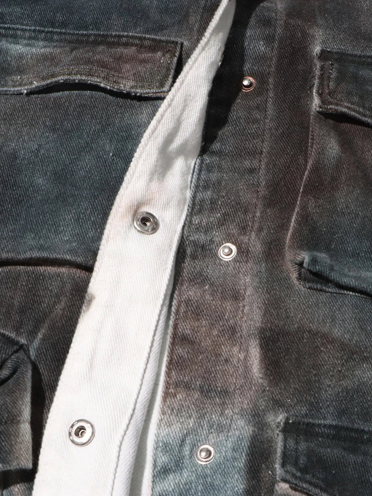 Patchwork Pockets Casual Denim Coats for Women - Colorblock Streetwear