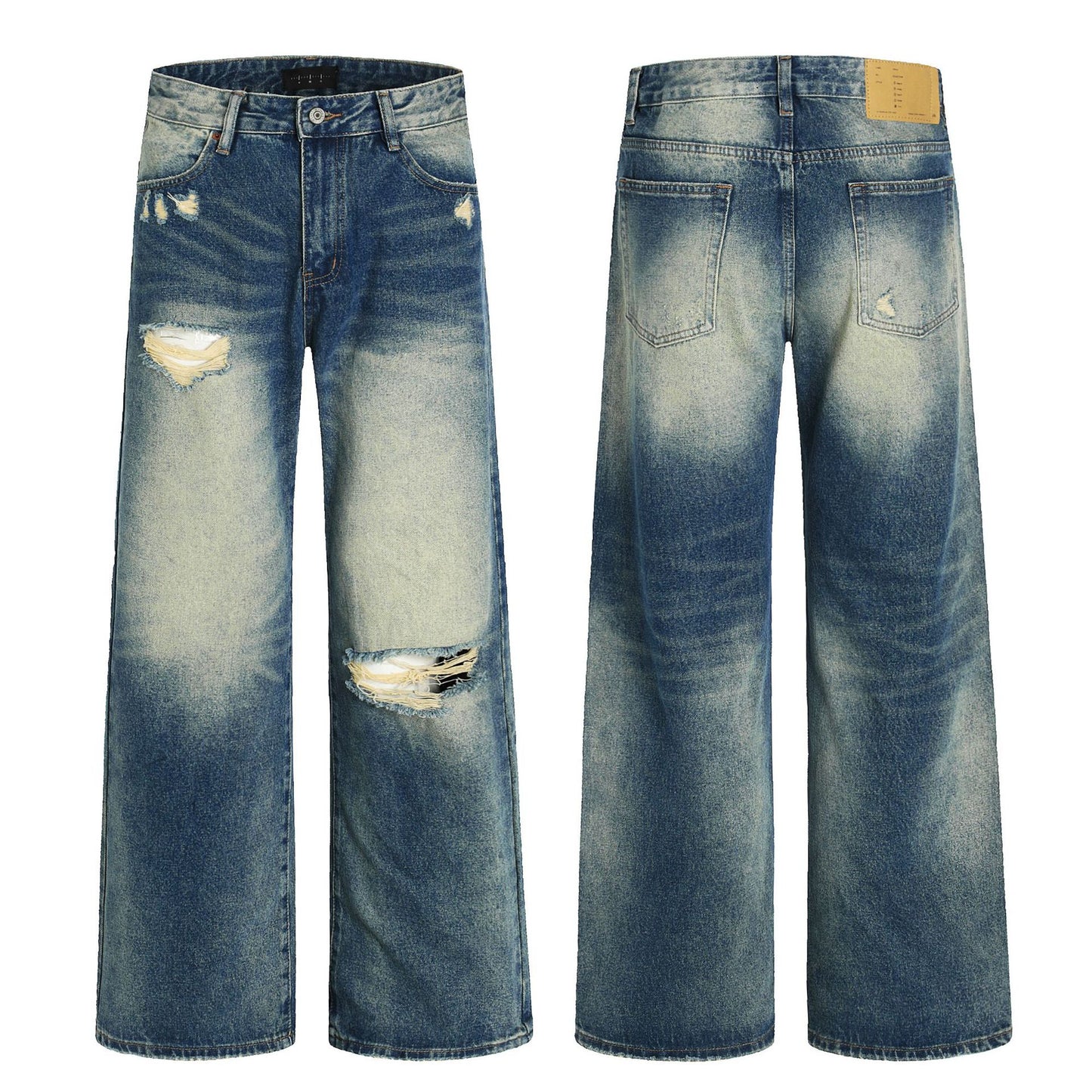 Vintage Gradient Loose Fit Slimming Straight Leg Casual Long Trousers