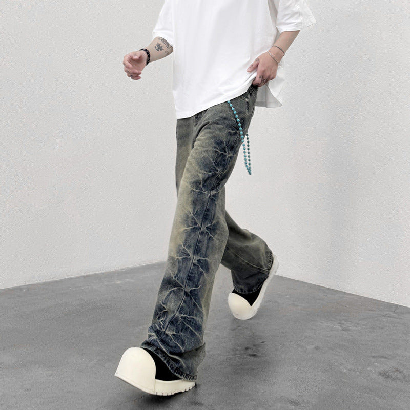 Straight Tube Micro Flared Casual Denim Pants for Men