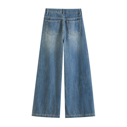 High Waisted Plush Warm Loose Long Jeans