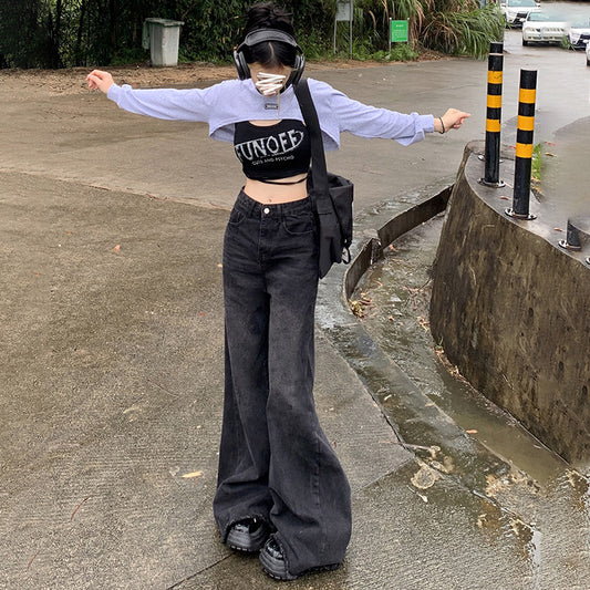 Women's Wide-Leg Flared Jeans – Summer Loose Trumpet Pants