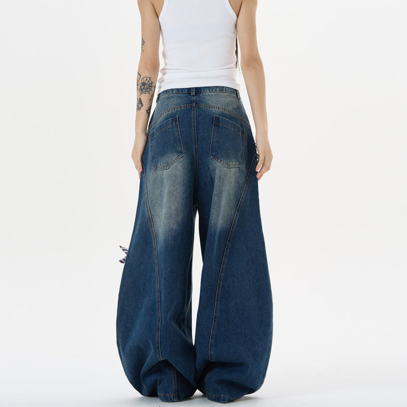 Summer Design Star Patch Fabric Silhouette Curved Knife Pants