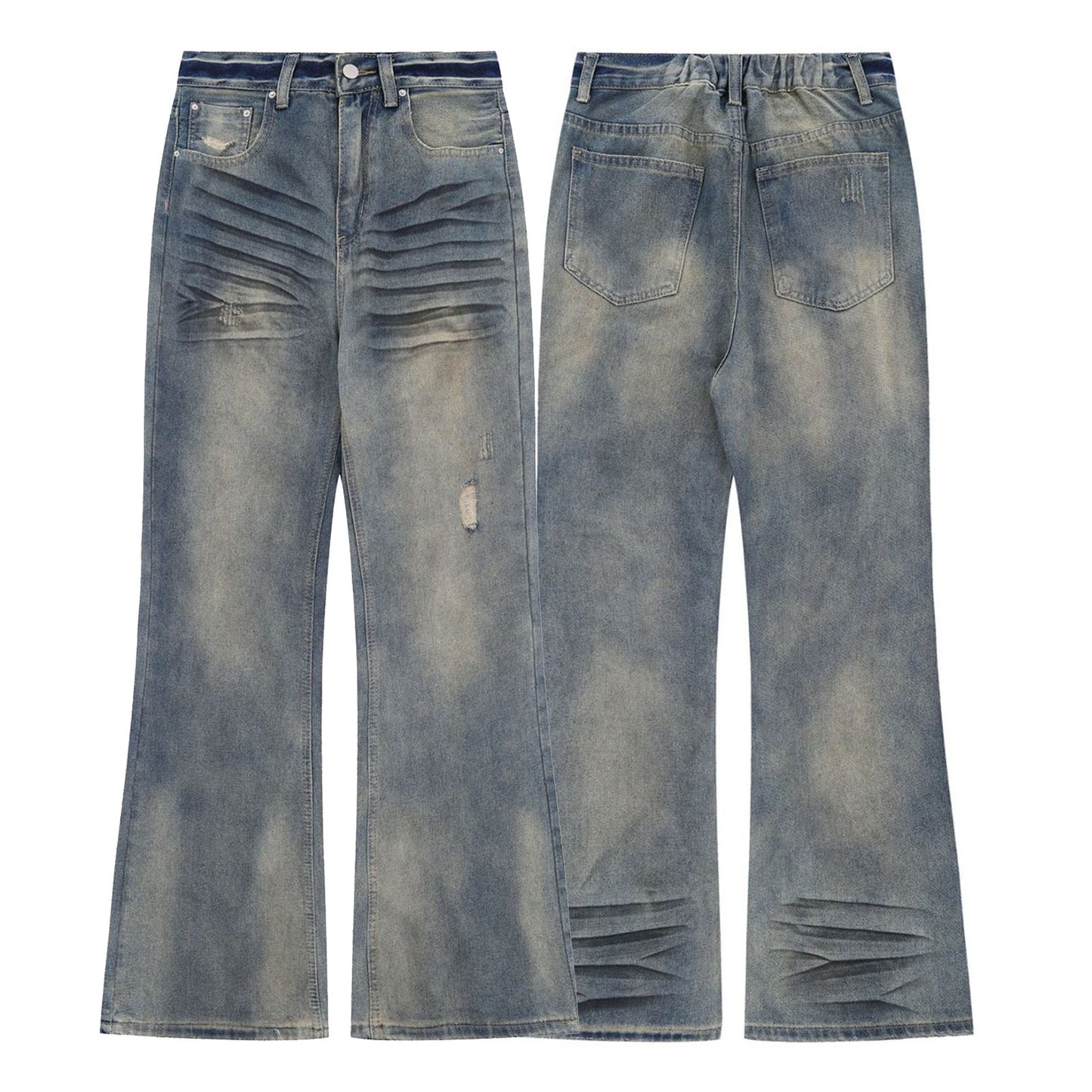 Unisex Washed Straight Leg Jeans - Casual Loose Slim Fit