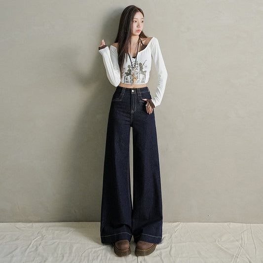 High Waist Loose Fit Denim Pants for Women - Trendy Wide Leg Trousers