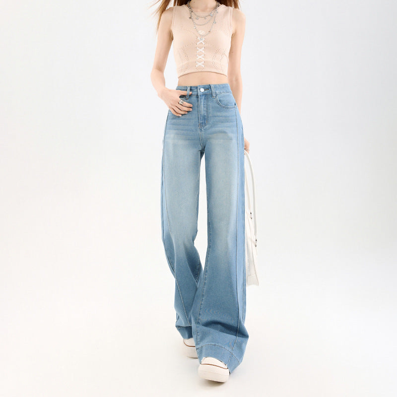 Light Blue High-Waisted Flared Jeans for Women, Petite Fit