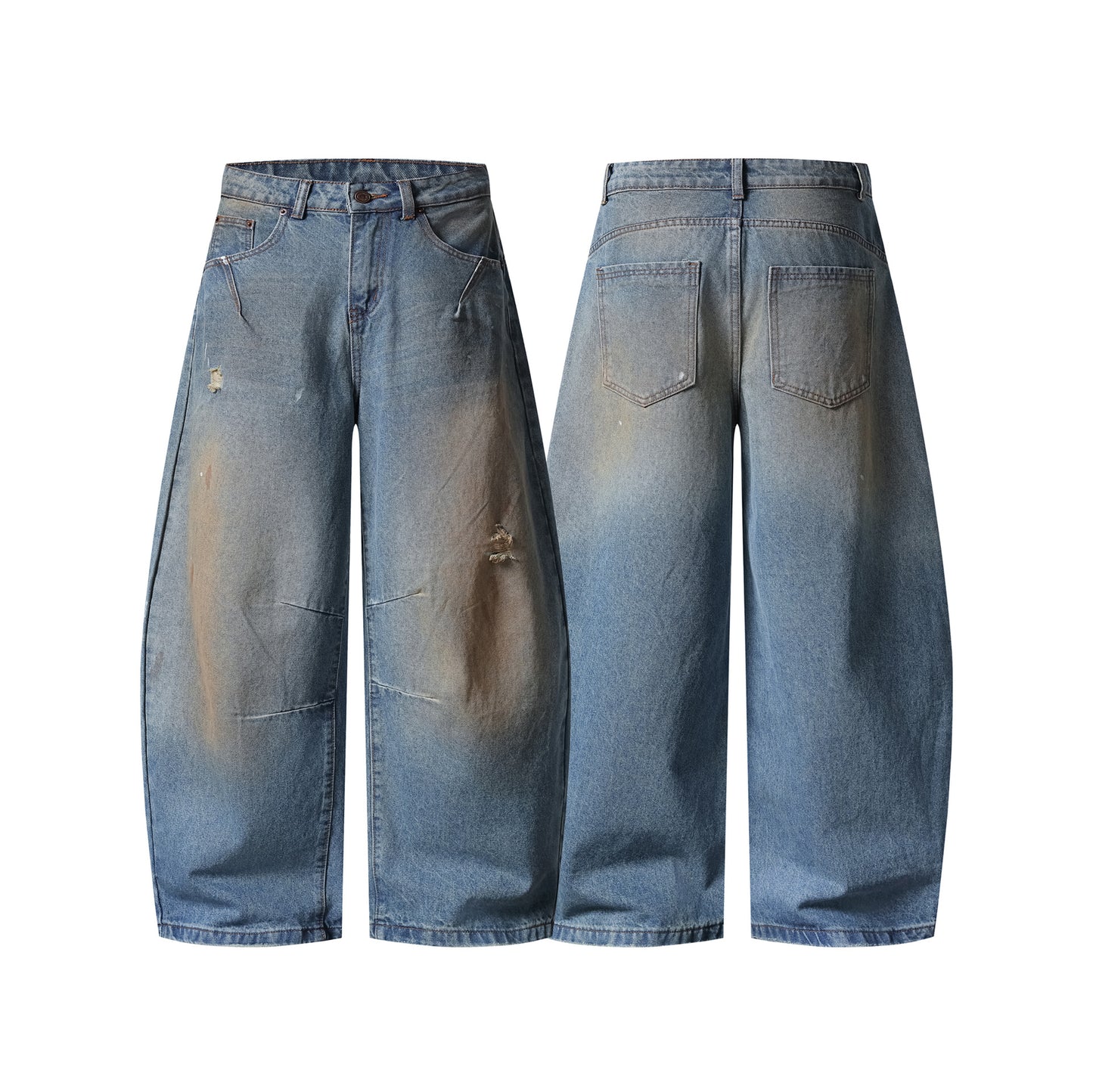Washed Distressed Tapered Jeans for Men and Women - Casual Loose Fit
