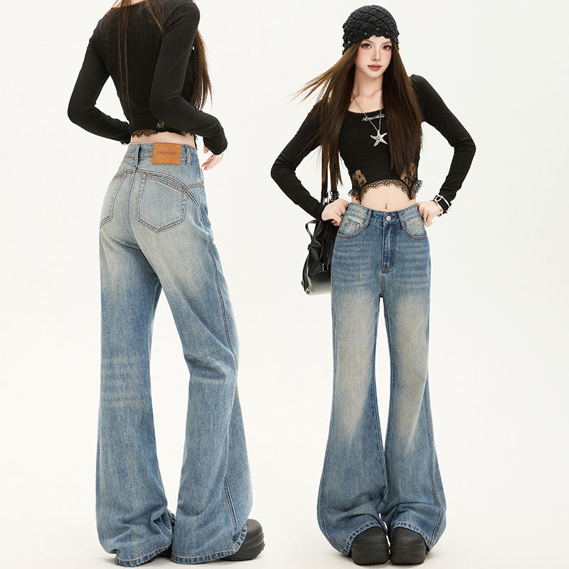 Non-Tight Micro Flare Jeans for Women – Butt-Lifting High Waist Loose Drape Pants