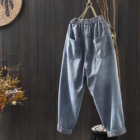 Spring New Embroidered Cotton Washed Soft Denim Harem Pants