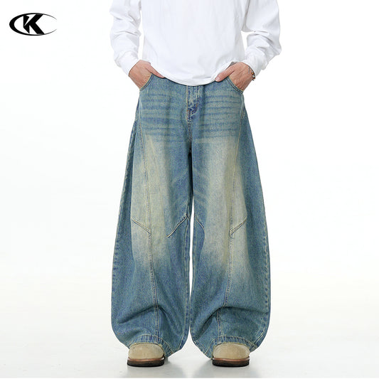 Deconstructed Retro Slim Fit Wide Leg Casual Long Pants for Men and Women
