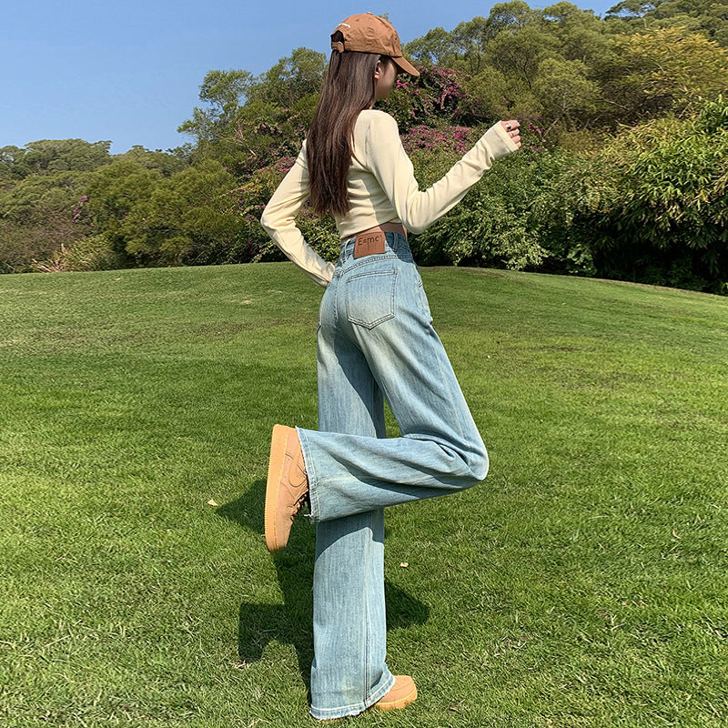 Women's High-Waist Narrow Straight Leg Jeans - Summer Collection