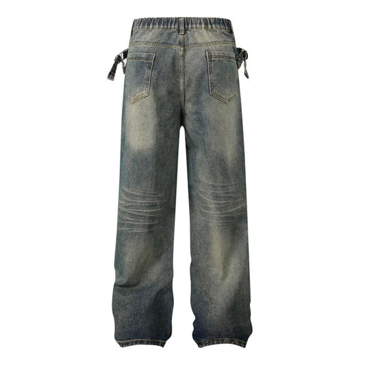 Paris Style Vintage Washed Black Grey Baggy Jeans