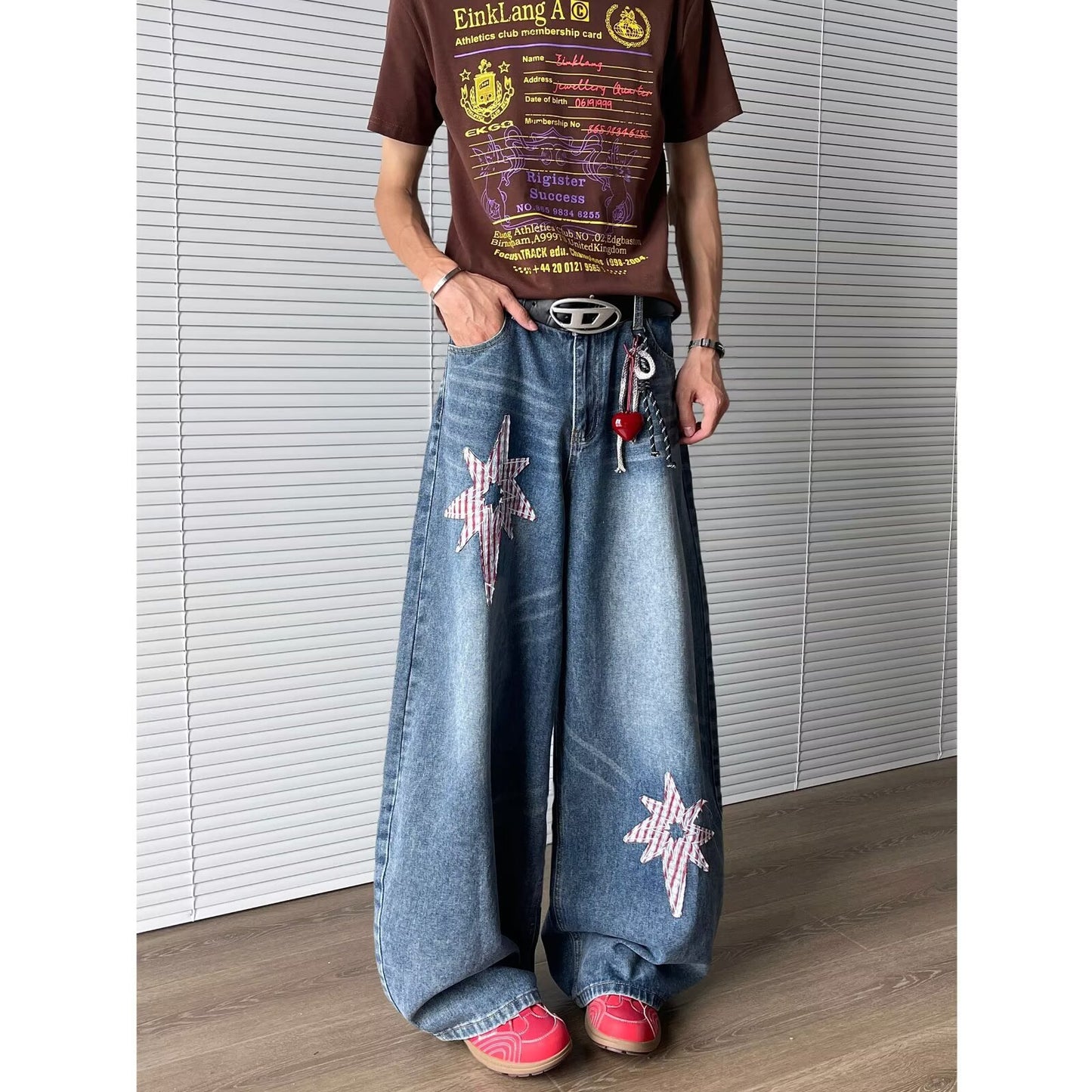 Star Denim Straight Leg Wide Leg Loose Casual Pants