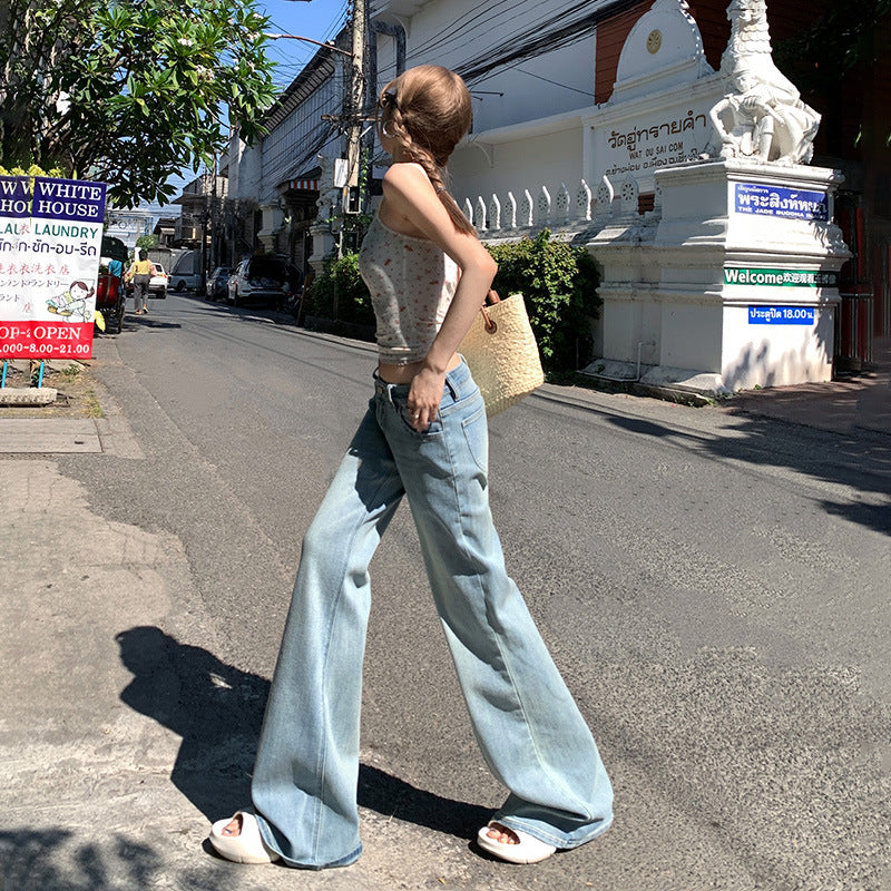 Vintage Flared Denim Pants for Women - Spicy Girl Style