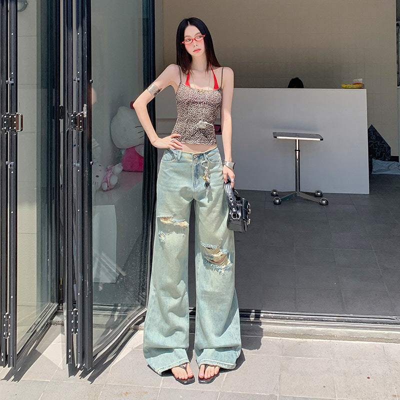 Women's High Waist Slim Narrow Leg Jeans - Vintage Design