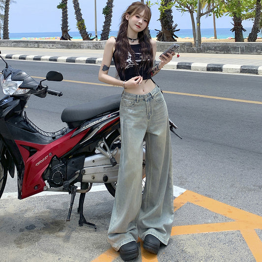 Women's Lyocell Tencel Wide Leg Jeans - Summer Thin Style Loose Fit