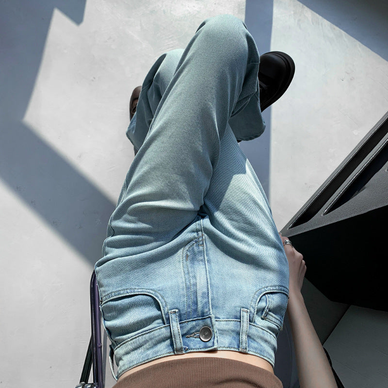 Light Color Tencel Flared Denim Pants for Women - High Waist & Versatile