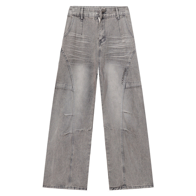 Men's Loose Straight Wide-Leg Denim Pants - Casual Trousers