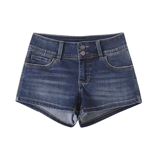 Low Waisted Straight Leg Denim Shorts for Women