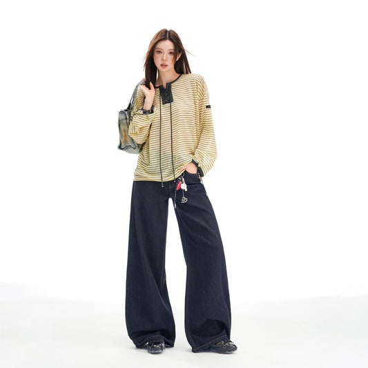 Premium Women's Wide-Leg High-Waist Jeans – Drape Floor-Length Straight Pants