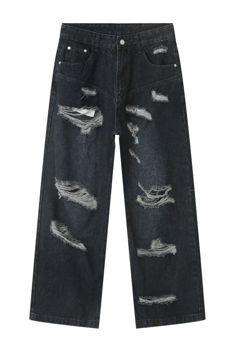 Distressed Wide Leg Pocketed Men's Jeans - Premium Japanese Denim