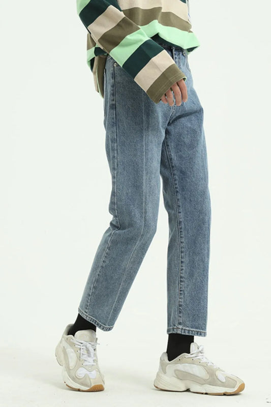Premium Straight Leg Jeans with Pockets - Japanese Denim