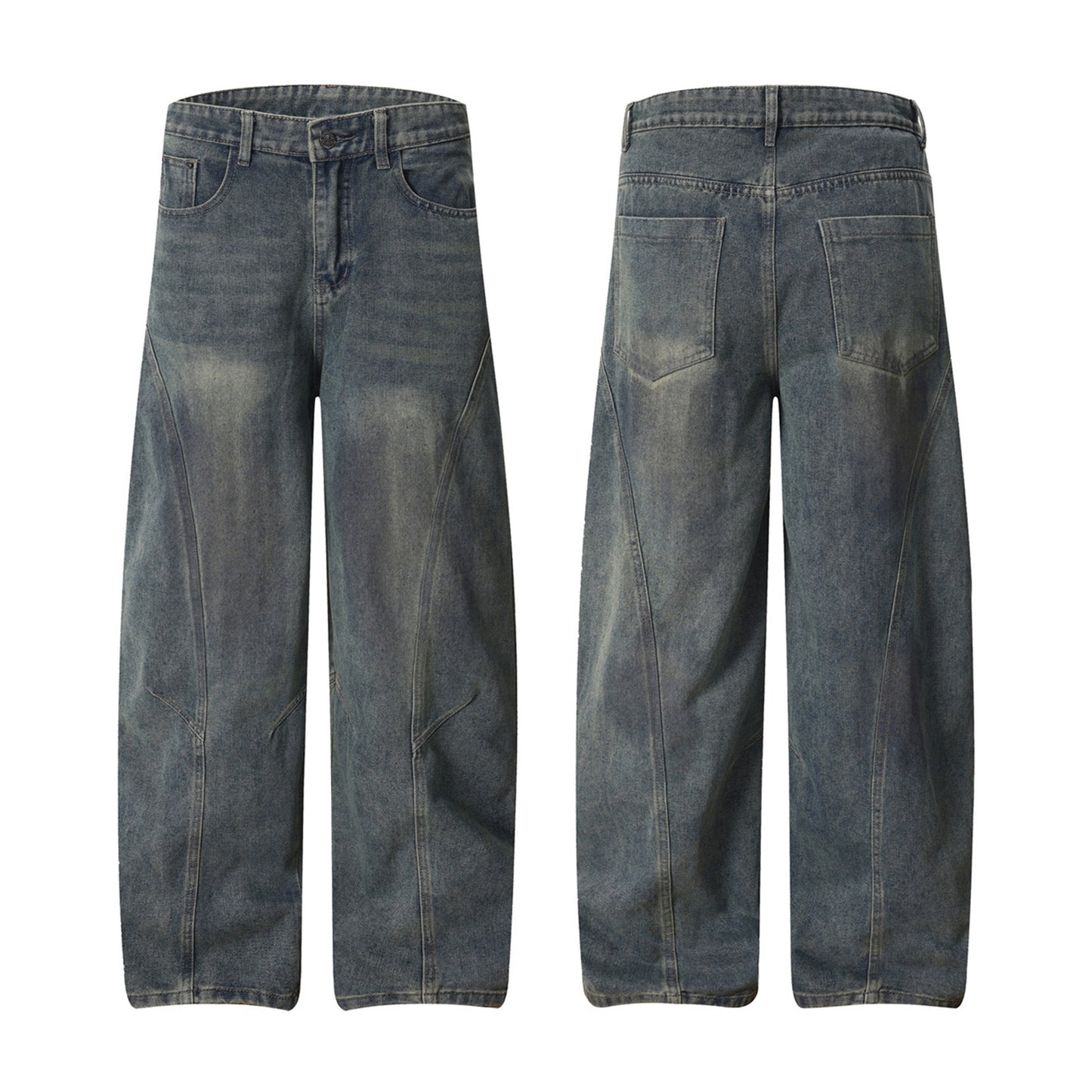 Premium Wide Leg Loose Couple Jeans in Blue