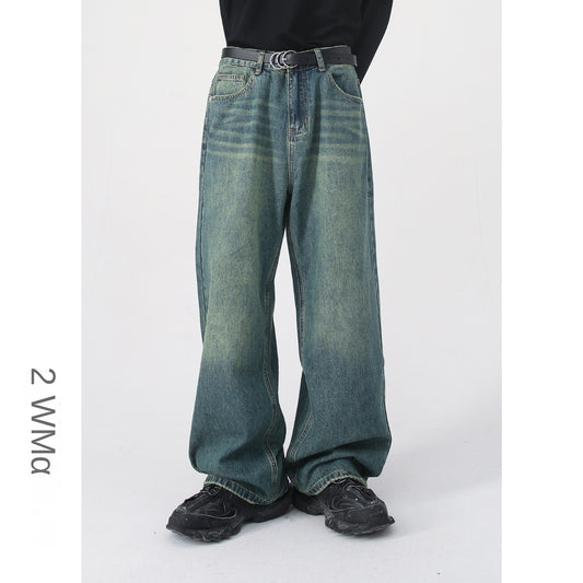 Retro Colorful Wide-Leg Loose Straight Jeans for Men and Women
