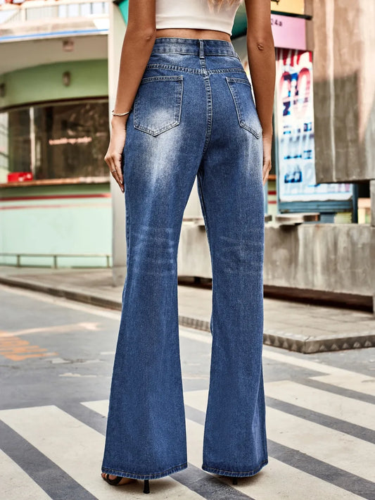 High Rise Bootcut Jeans with Pockets - Premium Japanese Denim