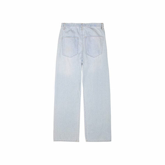 Women's Lace-Up Washed Wide Leg Long Jeans