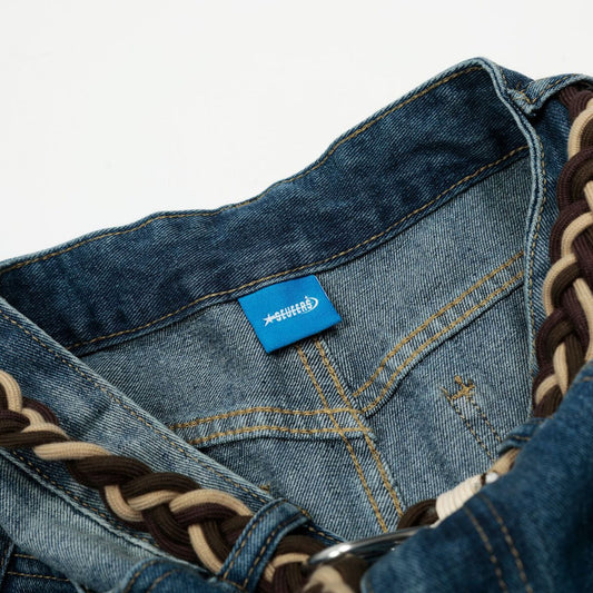 Street Style High-Street Unique Design Denim Long Pants