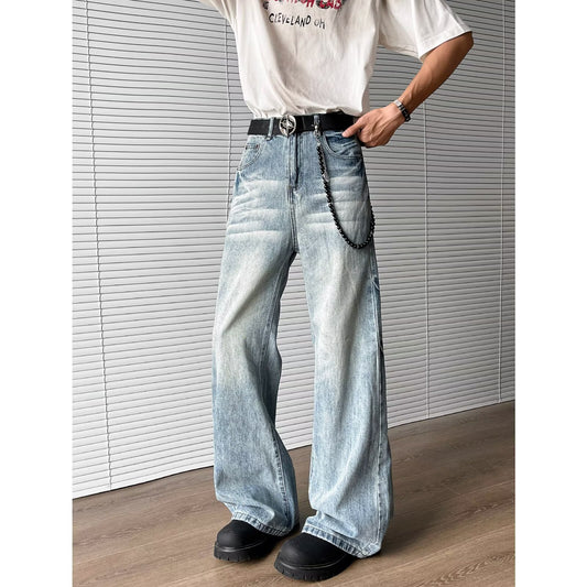 Men's Light Blue Washed Denim Jeans - Premium Japanese Craftsmanship