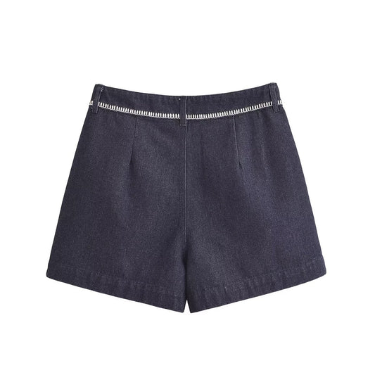Premium Women's Summer Denim Shorts - Dark Blue