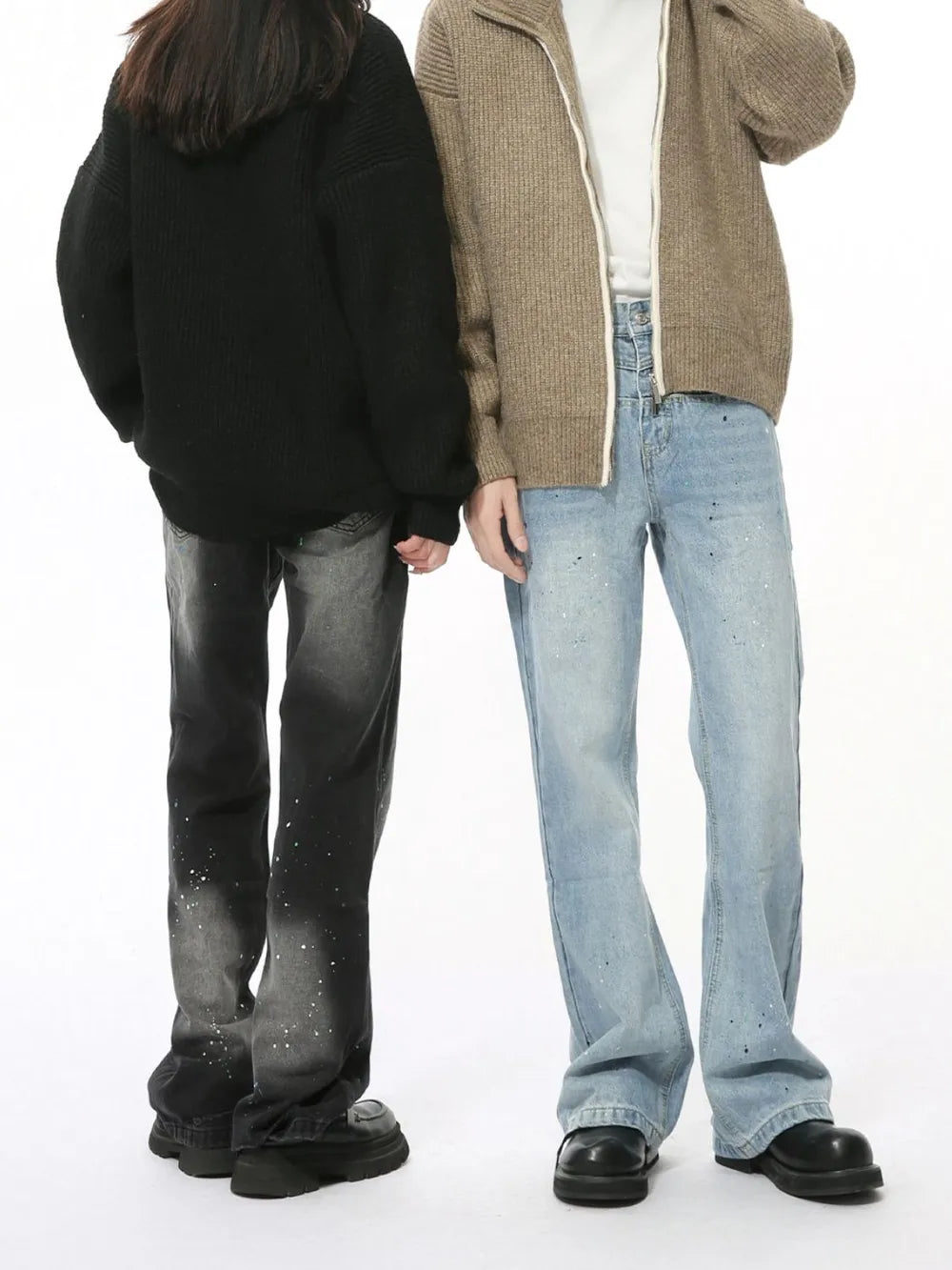 Premium Splash Ink Washed Jeans with Pockets