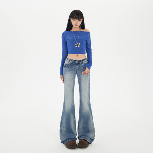 Women's Versatile Slimming Floor-Length Denim Trousers