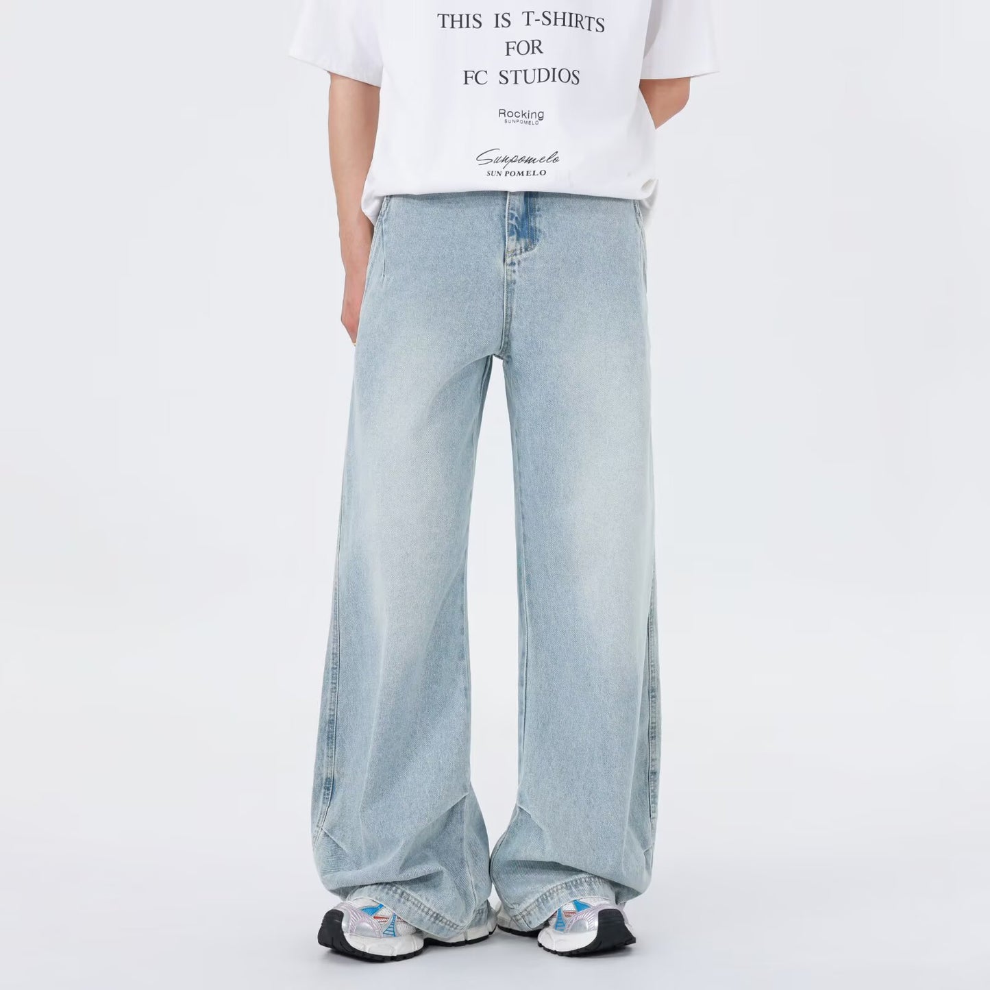 Retro Trendy Straight Leg Casual Pleated Wide Leg Pants