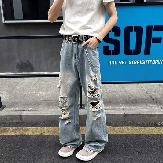 Summer Vintage Wide Leg Straight Leg Pants for Men