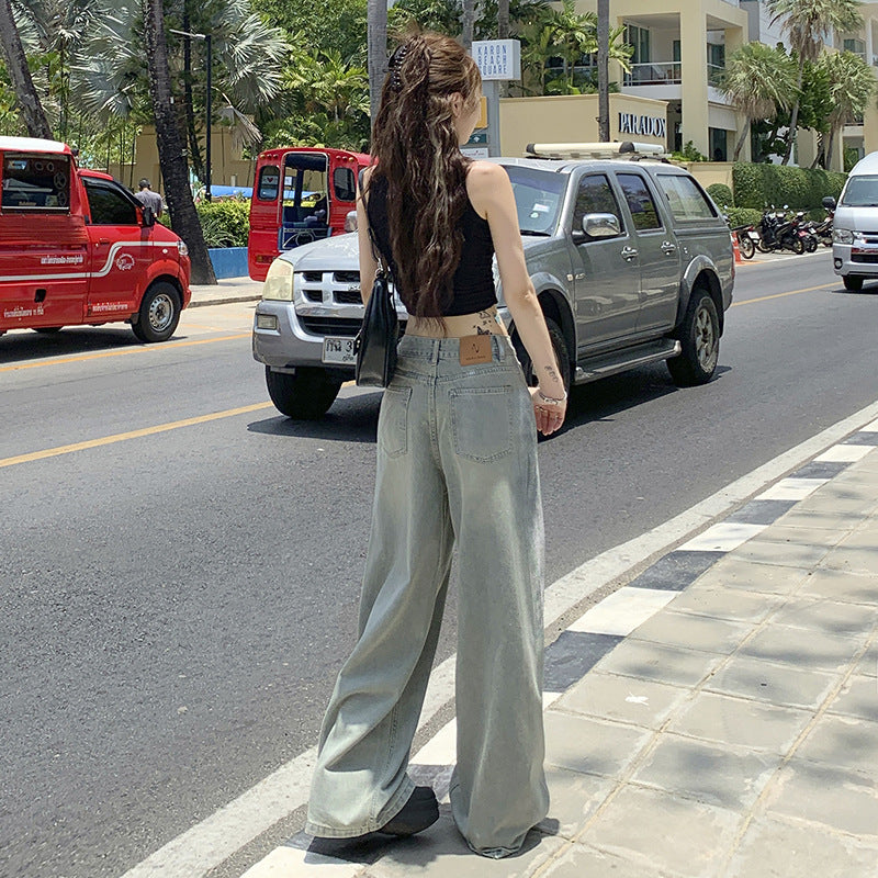 Women's Lyocell Tencel Wide Leg Jeans - Summer Thin Style Loose Fit