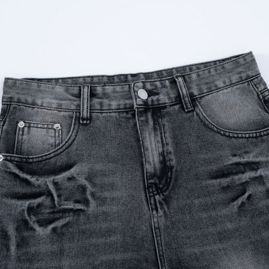 Street Style High-Street Unique Design Denim Long Pants